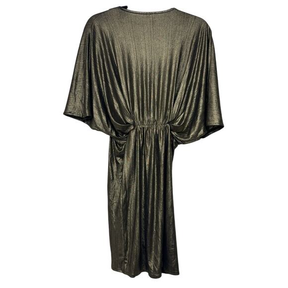 Elan Metallic Gold V-Neck Dress Women’s XS Dolman Sleeve Cocktail Party Mini - Picture 7 of 8